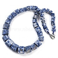 Natural Blue Spot Jasper Hexagon Prism Graduated Beaded Necklaces for Women Men, 19.49 inch(49.5cm)(NJEW-K388-03C)