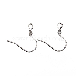 304 Stainless Steel Earring Hooks, with Horizontal Loop, Stainless Steel Color, 17x17.5x2.5mm, Hole: 2mm, Pin: 0.8mm(STAS-E147-15P)