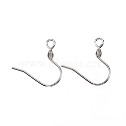 Tarnish Resistant 304 Stainless Steel Earring Hooks, with Horizontal Loop, Stainless Steel Color, 17x17.5x2.5mm, Hole: 2mm, Pin: 0.8mm(STAS-E147-15P)