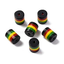 Ghana Jamaica Reggae Stripe Resin Beads, Colorful, Column, 9x8mm, Hole: 2mm(RESI-G104-01C)