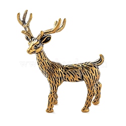 Brass Deer Figurines, for Home Office Desktop Decoration, Antique Bronze, 52x24x63mm(DJEW-C017-02AB)