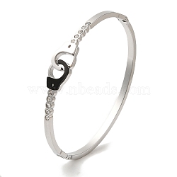 304 Stainless Steel Rhinestone Bangles, Handcuff  Enamel Torque Bangles for Women, Stainless Steel Color, Inner Diameter: 1-7/8x2-3/8 inch(4.9x5.9cm)(BJEW-F474-04P)