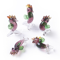 Home Decorations, Handmade Lampwork Display Decorations, Sea Horse, Old Rose, 13~15x11~15x26~30mm(LAMP-L075-038)