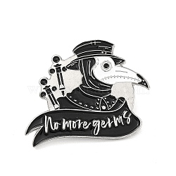 Plague Doctor Enamel Pin, Platinum Alloy Brooch for Clothes Backpack, Black, 26x32x1.5mm(JEWB-I022-11F-P)