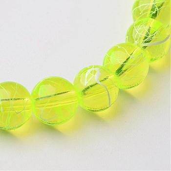 Drawbench Transparent Glass Beads Strands, Spray Painted, Round, Green Yellow, 8mm, Hole: 1.3~1.6mm, 31.4 inch