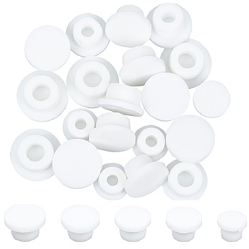 20Pcs 5 Styles Silicone Hole Plugs, Snap in Hole Plugs, Post Pipe Insert End Caps, for Furniture Fencing, Round, White, 20~29x13~14mm, Hole: 6.5~10mm, 4pcs/style