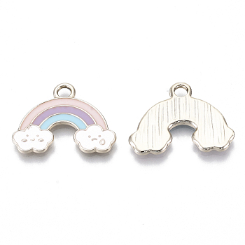 Alloy Pendants, with Enamel, Rainbow, Light Gold, Colorful, 18x24x2mm, Hole: 3mm