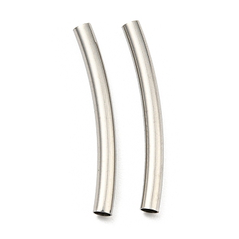 304 Stainless Steel Tube Beads, Curved Tube, Stainless Steel Color, 25x2.5mm, Hole: 2mm