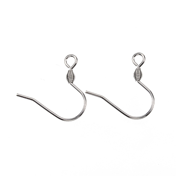 304 Stainless Steel Earring Hooks, with Horizontal Loop, Stainless Steel Color, 17x17.5x2.5mm, Hole: 2mm, Pin: 0.8mm