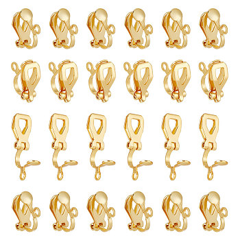 30Pcs 304 Stainless Steel Clip-on Earring Findings, Golden, 12x6x9mm, Hole: 1.2mm