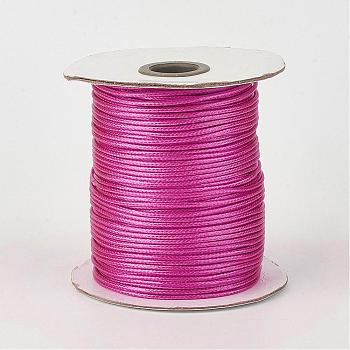 Eco-Friendly Korean Waxed Polyester Cord, Fuchsia, 1mm, about 169.51~174.98 Yards(155~160m)/Roll