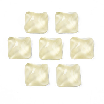 Transparent Resin Cabochons, Water Ripple Cabochons, Square, Champagne Yellow, 16x16x8.5~9mm