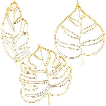 Leaf Acrylic Mirror Wall Stickers, with Self-adhesion, for Home Wall Cabinet Decorations, Gold, 220~297x116~185x2mm, 3pcs/set