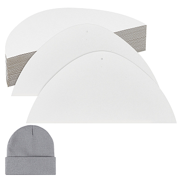 Paper Woolen Hat Liner Support, Half Round, White, 111x222x0.5mm, Hole: 2mm