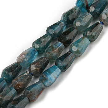 Natural Apatite Beads Strands, Faceted, Teardrop, 5.5~8.3x4.1~4.35mm, Hole: 0.5mm, about 58pcs/strand, 15.43~15.55 inch(39.2~39.5cm)