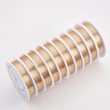 Round Copper Jewelry Wire, Long-Lasting Plated, Light Gold, 22 Gauge, 0.6mm, about 16.4 Feet(5m)/roll