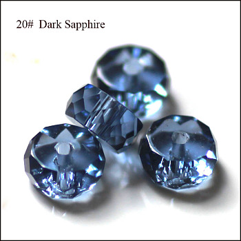 Imitation Austrian Crystal Beads, Grade AAA, Faceted, Flat Round, Prussian Blue, 8x3.5mm, Hole: 0.9~1mm