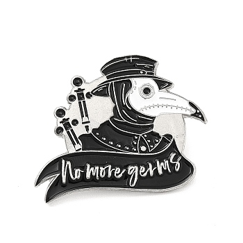 Plague Doctor Enamel Pin, Platinum Alloy Brooch for Clothes Backpack, Black, 26x32x1.5mm