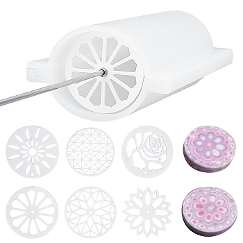 Soap Making Tools Set, with Silicone Molds, with Acrylic Kaleidoscope Mold and Stainless Steel Sticks, for Soap Making, Flat Round with Flower Pattern, White, 0.75~30x0.75~11.8x0.3~4.6cm, Hole: 4mm, 10pcs/set