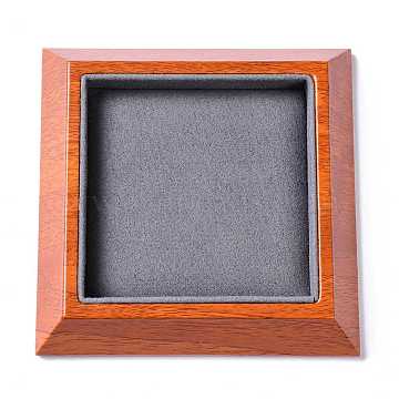 Square Wood Pesentation Jewelry Bracelets Display Tray, Covered with Microfiber, Coin Stone Organizer, Gray, 11.5x11.5x2.1cm(ODIS-P008-18A)