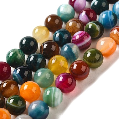 10mm Mixed Color Round Natural Agate Beads