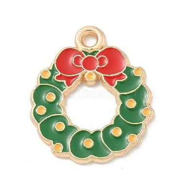 Golden Christmas Wreath Alloy+Enamel Pendants