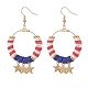 Independence Day Polymer Clay Heishi Beaded Ring with Star Dangle Earrings(EJEW-TA00186)-1