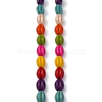 Synthetic Turquoise Beads Strands, Dyed, Grooved Oval, Mixed Color, 14x9mm, Hole: 1mm, about 25pcs/strand, 15.35 inch(39cm)(G-C147-10)