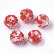 Resin Beads, Imitation Gemstone Chips Style, Round, Red, 20mm, Hole: 2.5mm(RESI-T026-20mm-05)