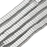 Electroplated Non-magnetic Synthetic Hematite Beads Strands, Rectangle, 2-Hole, Silver, 6x2x3mm, Hole: 1.2mm, about 198pcs/strand, 16.02 inch(40.7cm)(G-C106-B02-08A)