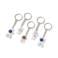 Cute Cartoon Astronaut Resin Pendant Keychain, with Iron Findings, Mixed Color, 8.35~9cm(KEYC-JKC00405)
