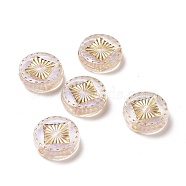 Transparent Acrylic Beads, Golden Metal Enlaced, Flat Round, Clear, 15.2x4.5mm, Hole: 1.8mm, about 606pcs/500g(OACR-E015-21)