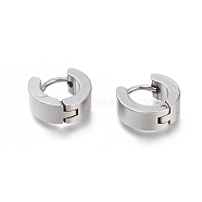 304 Stainless Steel Huggie Hoop Earrings, Hypoallergenic Earrings, Thick Hoop Earrings, Ring Shape, Stainless Steel Color, 10.5x11x4mm, Pin: 1mm(EJEW-O087-09D-P)