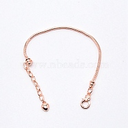 Brass Snake Chain Bracelets, Rose Gold, 7.48 inch(190mm)(BJEW-SZC0003-01C)