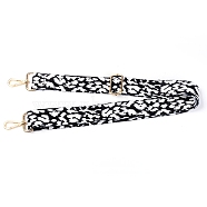Polyester Adjustable Leopard Pattern Bag Strap, with Zinc Alloy Clasps, for Bag Replacement Accessories, Black, 80~140.5x4x0.1cm(FIND-WH0070-35B)