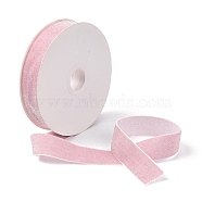 10 Yards Polyester Velvet Ribbon, Silver Glitter Ribbon, for DIY Jewelry Making, Pink, 1 inch(25~26mm)(OCOR-C004-05B)