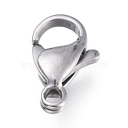 316 Surgical Stainless Steel Lobster Claw Clasps, Manual Polishing, Stainless Steel Color, 11x7x3.3mm, Hole: 1.4mm(STAS-M281-01P-C)