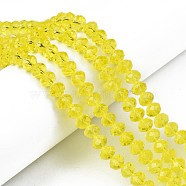 Glass Beads Strands, Faceted, Rondelle, Yellow, 8x6mm, Hole: 1mm, about 65~68pcs/strand, 15.7~16.1 inch(40~41cm)(EGLA-A034-T8mm-D29)