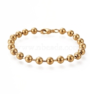 304 Stainless Steel Ball Chain Bracelets, with Lobster Claw Clasps, Round, Golden, 7-1/2 inch(19cm)(STAS-I156-22G)