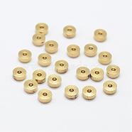 Brass Spacer Beads, Flat Round, Nickel Free, Raw(Unplated), 4x1.5mm, Hole: 1.5mm(KK-P095-27-A)