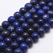 Natural Lapis Lazuli Beads Strands, Dyed, Faceted, Round, 8mm, Hole: 1mm, about 44pcs/strand, 14.9 inch~15.1 inch(G-D840-38-8mm)