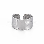304 Stainless Steel Hammered Cuff Ring, Wide Band Open Ring for Women, Stainless Steel Color, US Size 7(17.3mm)(X-RJEW-N038-045P)