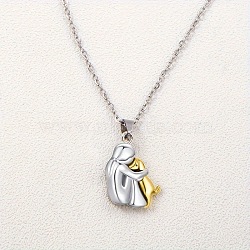 Girl & Dog Zinc Alloy Pendant Necklaces for Women, Platinum & Golden, 16.54 inch(42cm)(FS-WGDD4A4-03)