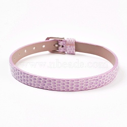 PU Leather Watch Band Strap, Watch Belt, Fit Slide Charms, with Iron Clasps, Platinum, Plum, 8-3/4 inches(22.3cm), 7.5x1.5mm(BJEW-E350-11E)