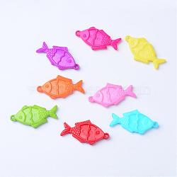 Opaque Acrylic Pendants, Fish, Mixed Color, 44x23x5mm, Hole: 2.5mm, about 217pcs/500g(SACR-S202-20)