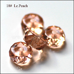 Imitation Austrian Crystal Beads, Grade AAA, Faceted, Flat Round, PeachPuff, 8x3.5mm, Hole: 0.9~1mm(SWAR-F078-4x8mm-18)
