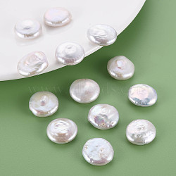 Natural Keshi Pearl Beads, Cultured Freshwater Pearl, No Hole/Undrilled, Flat Round, Seashell Color, 16~19x5~8mm(PEAR-N020-L06)