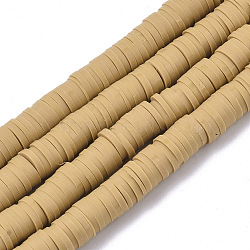 Handmade Polymer Clay Bead Strands, Heishi Beads, for DIY Jewelry Crafts Supplies, Disc/Flat Round, Goldenrod, 6x0.5~1mm, Hole: 2mm, about 320~450pcs/strand, 15.35 inch~16.92 inch(39~43cm)(CLAY-S094-6mm-A02)