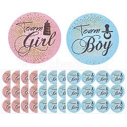 2 Sheets 2 Colors Gold Stamping Round Dot Paper Sealed Decorative Stickers, Team Boy Girl Baby Shower Decals for Envelope, Gift Bag, Card Sealing, Mixed Color, 173x130x0.2mm, Sticker: 40mm, 12pcs/sheet, 1 sheet/color(STIC-WH0004-19)