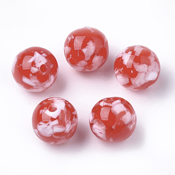 Resin Beads, Imitation Gemstone Chips Style, Round, Red, 20mm, Hole: 2.5mm